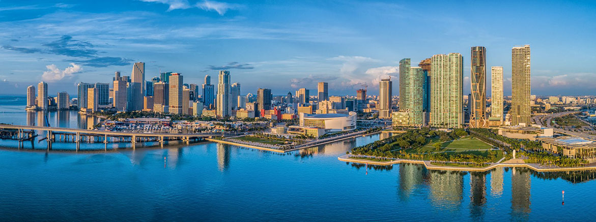 Miami skyline, where MyLifeSettlements is headquartered